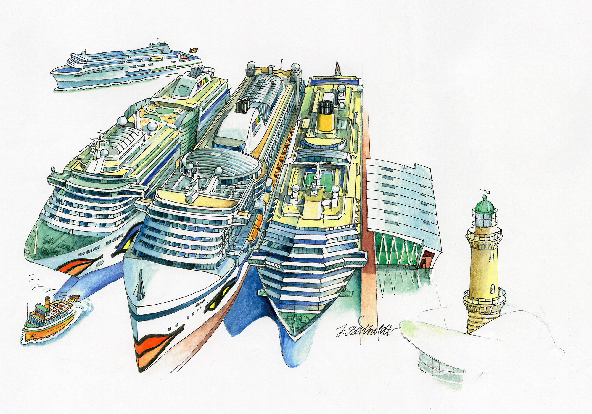 Illustration Schiffe Ostseeschiffahrt